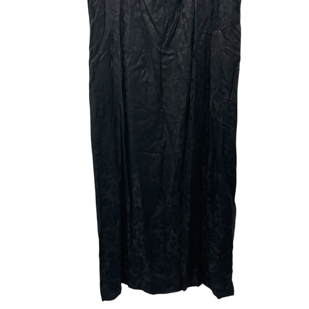 Vintage Sarah Elizabeth 1990s Black Rose Jacquard Sleeveless Rayon Maxi Dress - Picture 4 of 7